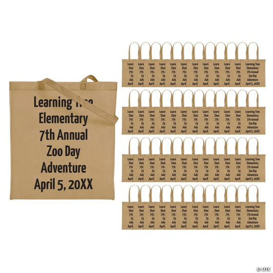 15" x 17" Bulk 144 Pc. Personalized Large Beige Nonwoven Tote Bags