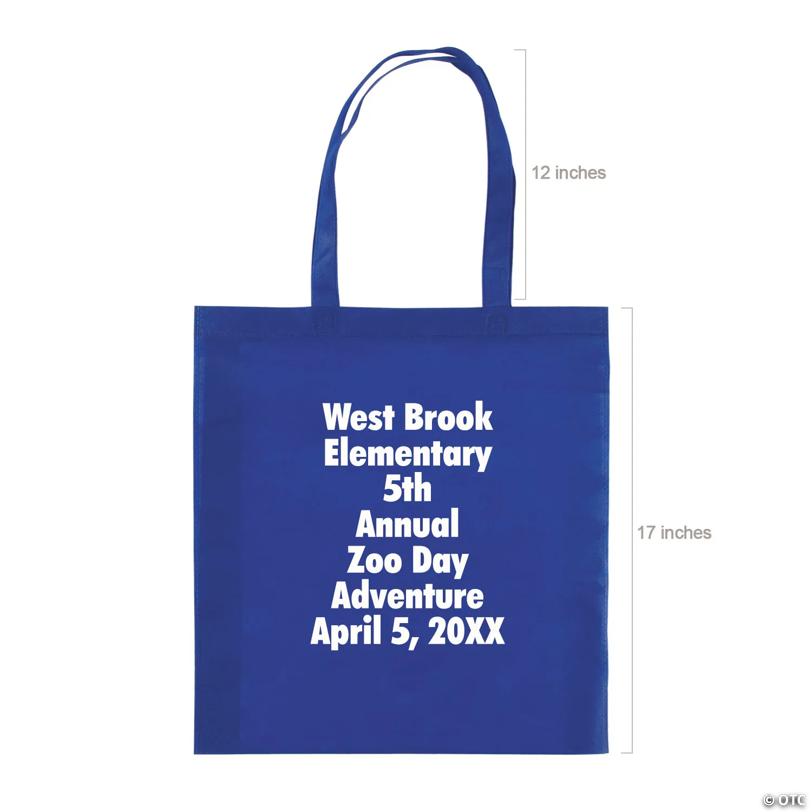 15" x 17" Bulk 144 Pc. Personalized Large Blue Nonwoven Tote Bags