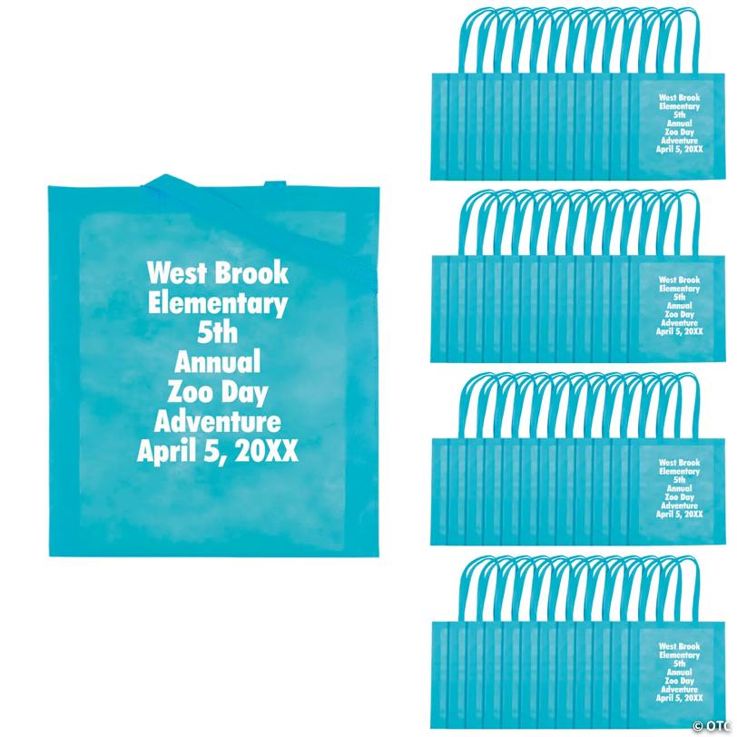 15" x 17" Bulk 144 Pc. Personalized Large Light Blue Nonwoven Tote Bags