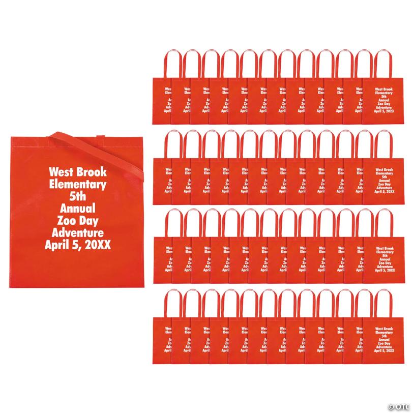 15" x 17" Bulk 144 Pc. Personalized Large Red Nonwoven Tote Bags