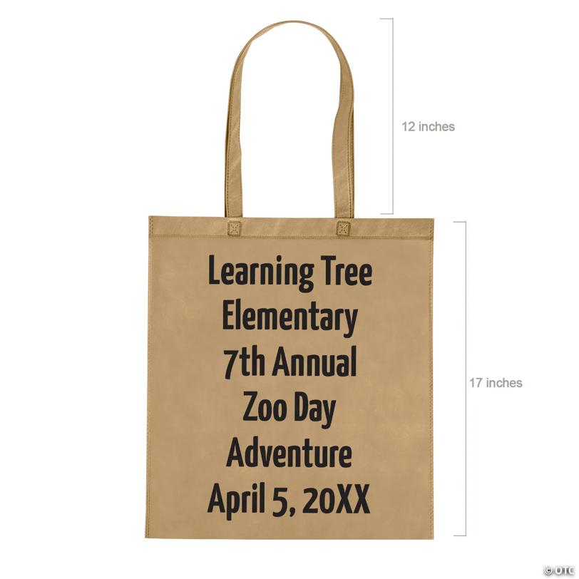 15" x 17" Bulk 300 Pc. Personalized Large Beige Nonwoven Tote Bags