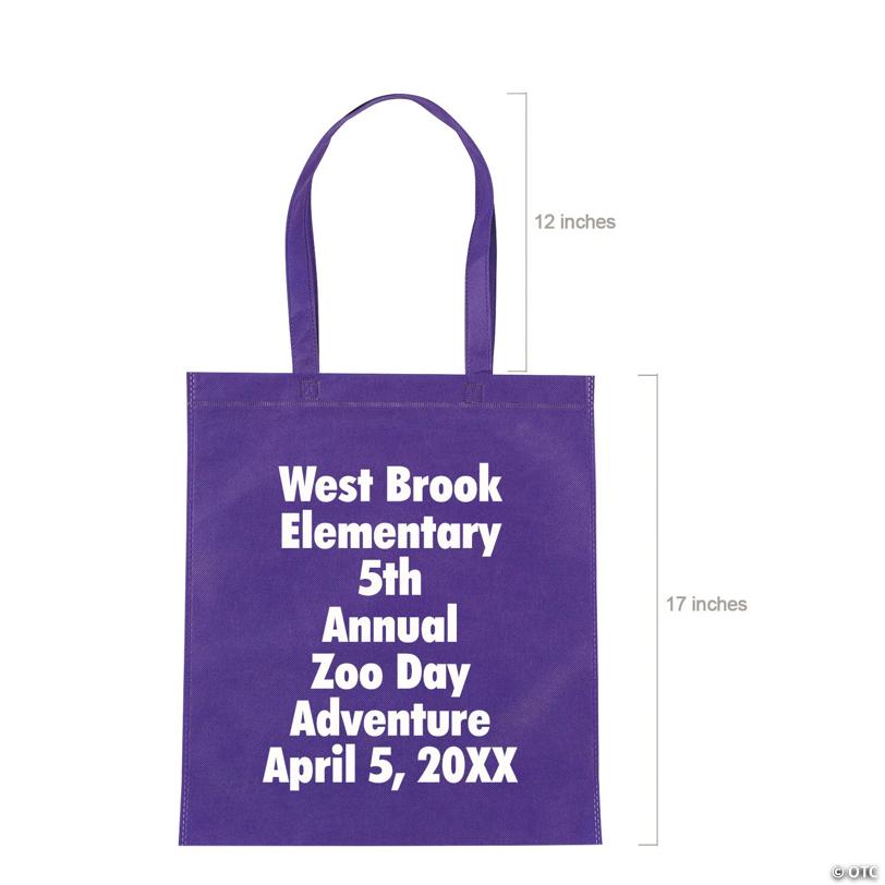 15" x 17" Bulk 300 Pc. Personalized Large Purple Nonwoven Tote Bags