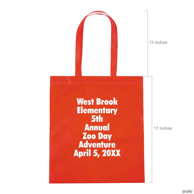 15" x 17" Bulk 300 Pc. Personalized Large Red Nonwoven Tote Bags