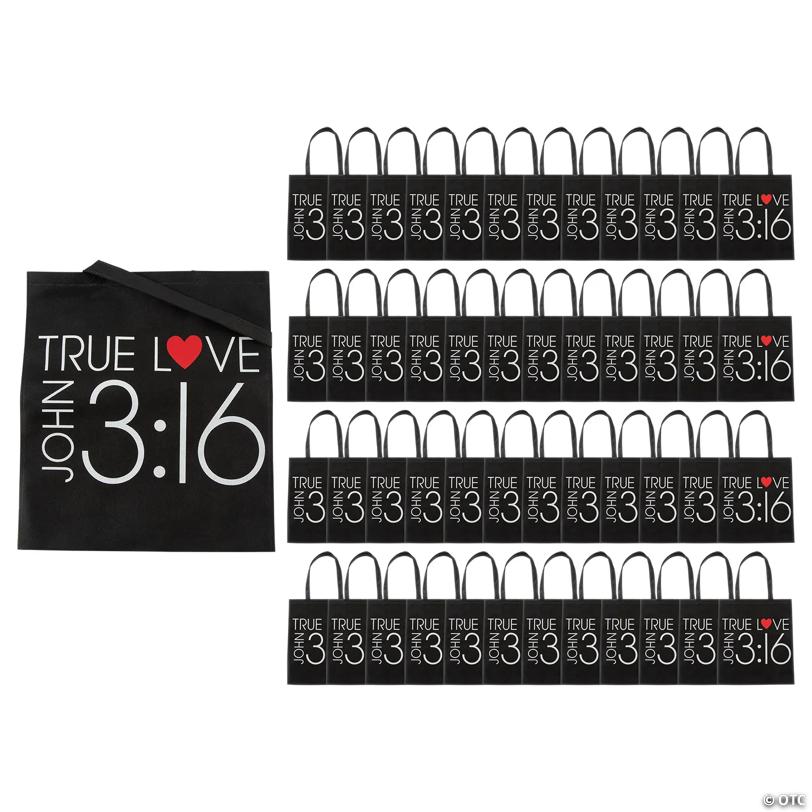15" x 17" Bulk 48 Pc. Large John 3:16 Nonwoven Tote Bags