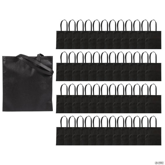 15" x 17" Bulk 48 Pc. Large Nonwoven Black Tote Bags
