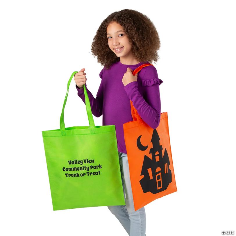15" x 17" Bulk 48 Pc. Personalized Iconic Halloween Nonwoven Tote Bags