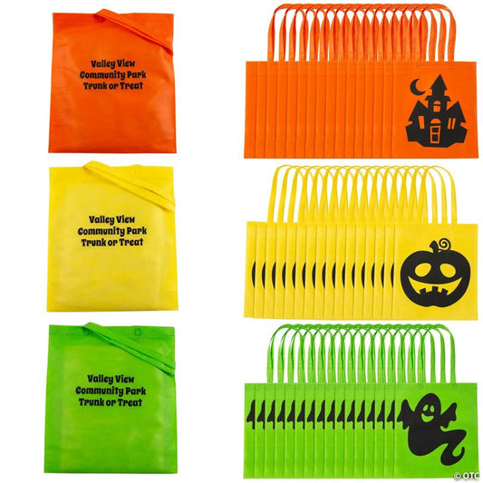 15" x 17" Bulk 48 Pc. Personalized Iconic Halloween Nonwoven Tote Bags