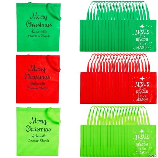 15" x 17" Bulk 48 Pc. Personalized Large Jesus is the Reason Nonwoven Tote Bags