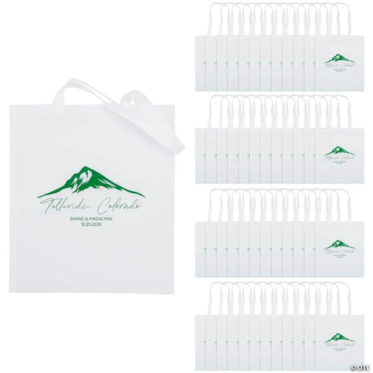 15" x 17" Bulk 48 Pc. Personalized Large Mountain Nonwoven Tote Bags