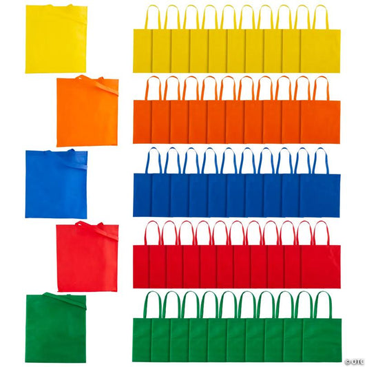 15" x 17" Bulk 50 Pc. Large Solid Color Nonwoven Tote Bag Assortment