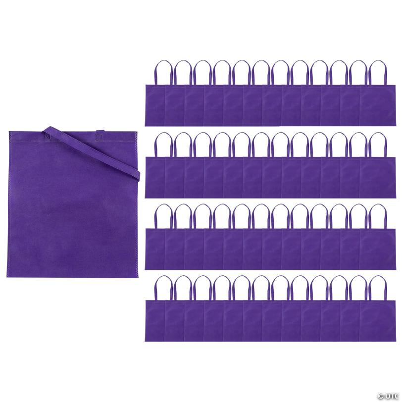 15" x 17" Bulk Large Purple Nonwoven Tote Bags - 48 Pc.
