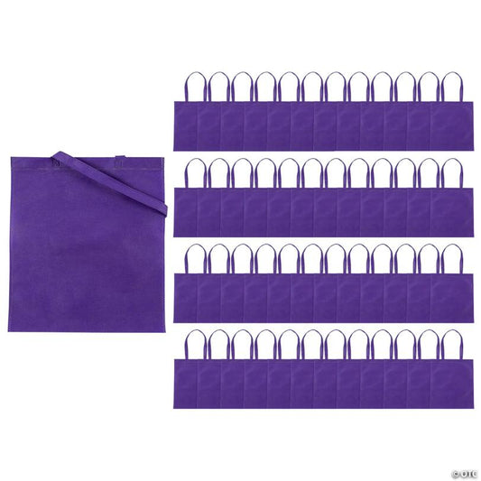 15" x 17" Bulk Large Purple Nonwoven Tote Bags - 48 Pc.