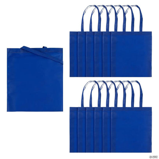 15" x 17" Large Blue Nonwoven Tote Bags - 12 Pc.