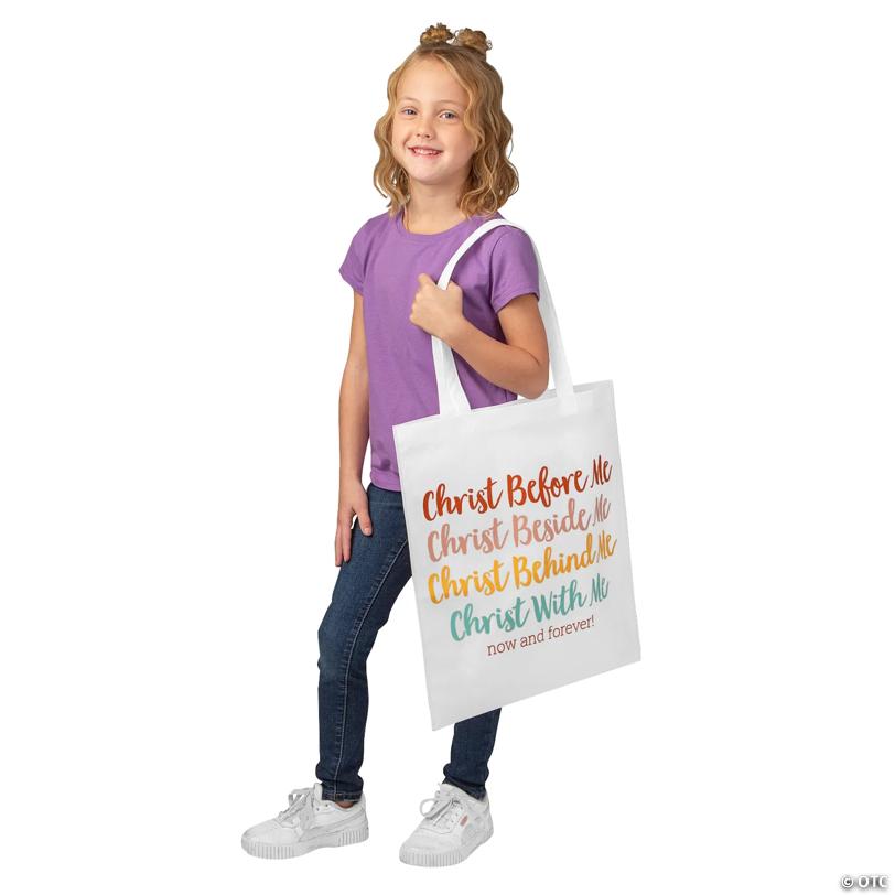 15" x 17" Large Christ Beside Me Nonwoven Tote Bags - 12 Pc.
