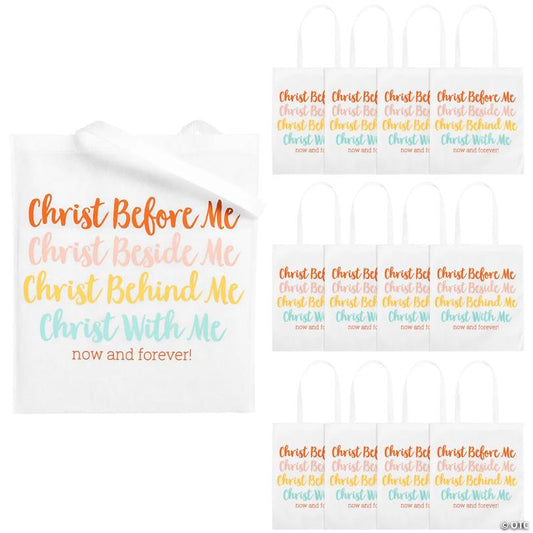 15" x 17" Large Christ Beside Me Nonwoven Tote Bags - 12 Pc.
