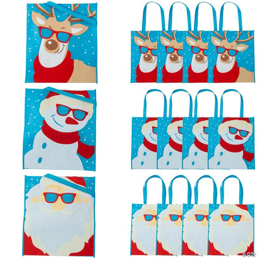 15" x 17" Large Cool Christmas Character Nonwoven Tote Bags - 12 Pc.