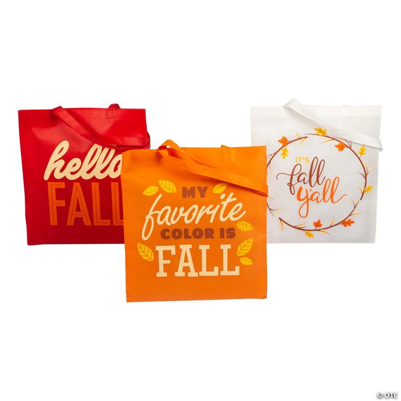 15" x 17" Large Fall Nonwoven Tote Bags - 12 Pc.