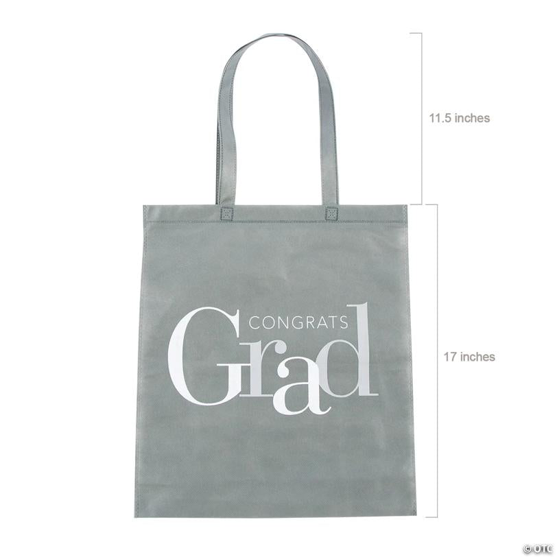 15" x 17" Large Gray Graduation Elevated Party Congrats Grad Nonwoven Tote Bags - 12 Pc.