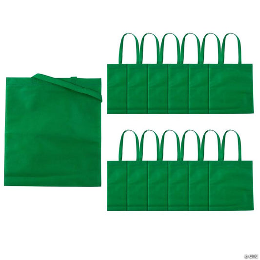 15" x 17" Large Green Tote Bags – 12 Pc.