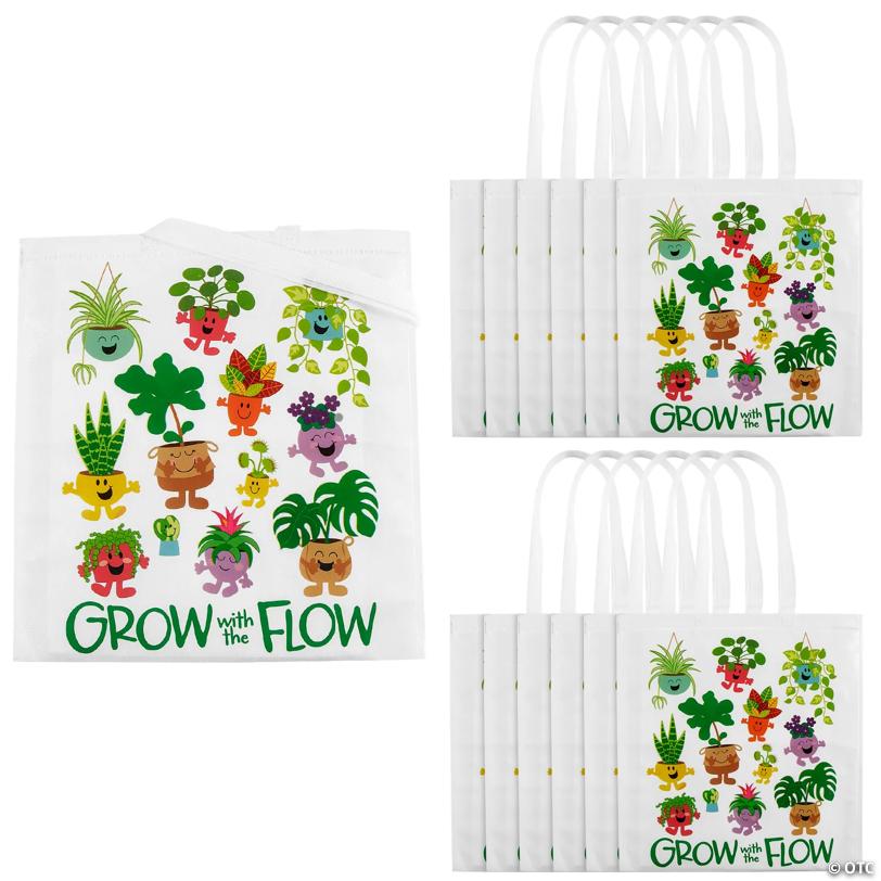 15" x 17" Large House Plant Grow with the Flow Nonwoven Tote Bags - 12 Pc.