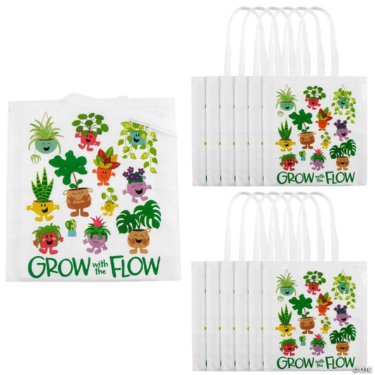 15" x 17" Large House Plant Grow with the Flow Nonwoven Tote Bags - 12 Pc.