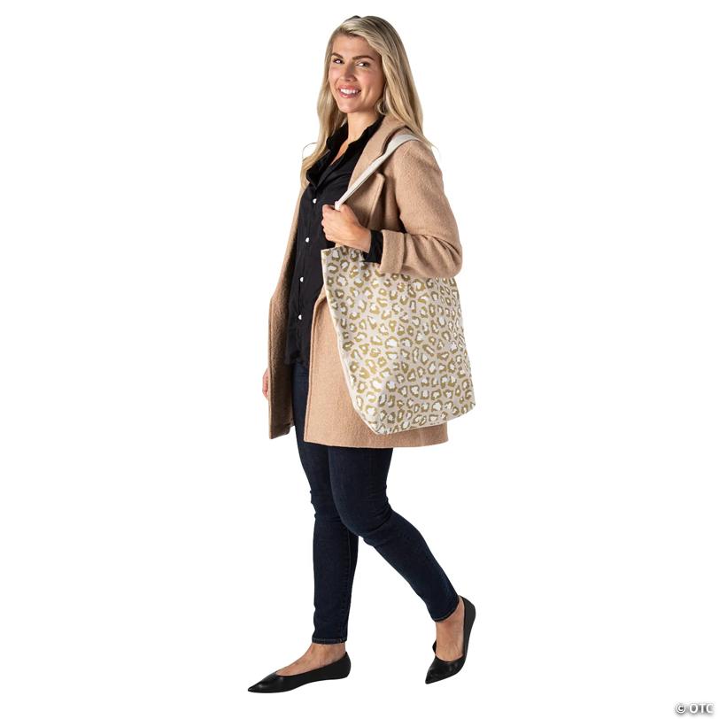 15" x 17" Large Leopard Print Canvas Tote Bags - 6 Pc.