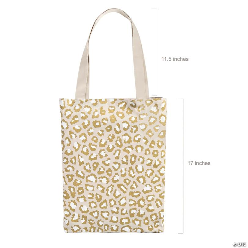 15" x 17" Large Leopard Print Canvas Tote Bags - 6 Pc.
