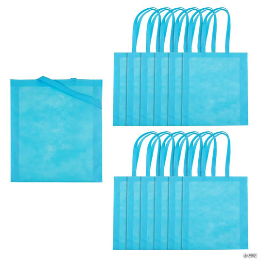 15" x 17" Large Light Blue Nonwoven Tote Bags - 12 Pc.