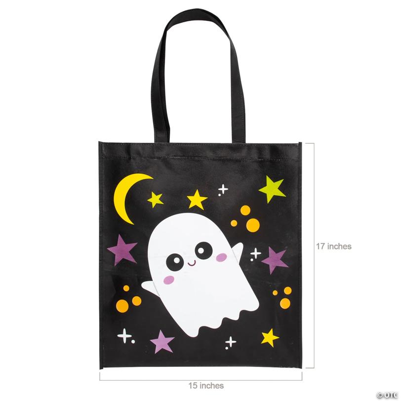 15" x 17" Large Metallic Laminated Halloween Nonwoven Tote Bags - 12 Pc.