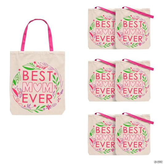 15" x 17" Large Mother’s Day Canvas Tote Bags - 6 Pc.