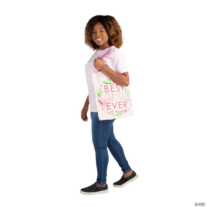 15" x 17" Large Mother’s Day Canvas Tote Bags - 6 Pc.
