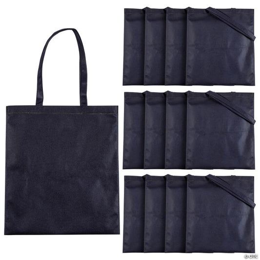 15" x 17" Large Navy Blue Nonwoven Tote Bags - 12 Pc.