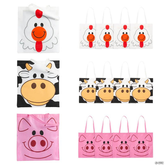 15" x 17" Large Nonwoven Animal Tote Bags - 12 Pc.