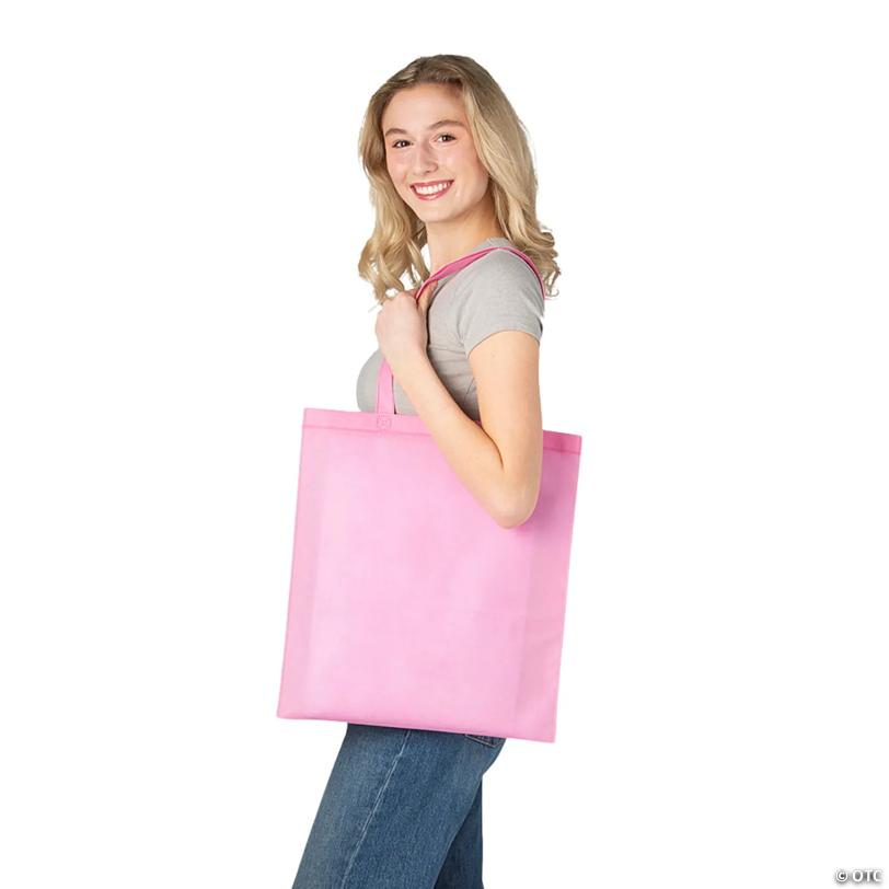 15" x 17" Large Nonwoven Pastel Pink, Yellow, Aqua & Purple Tote Bags - 12 Pc.