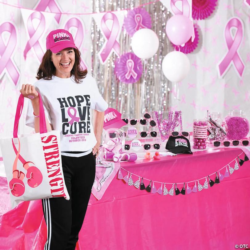 15" x 17" Large Nonwoven Pink Ribbon Awareness Tote Bags - 12 Pc.