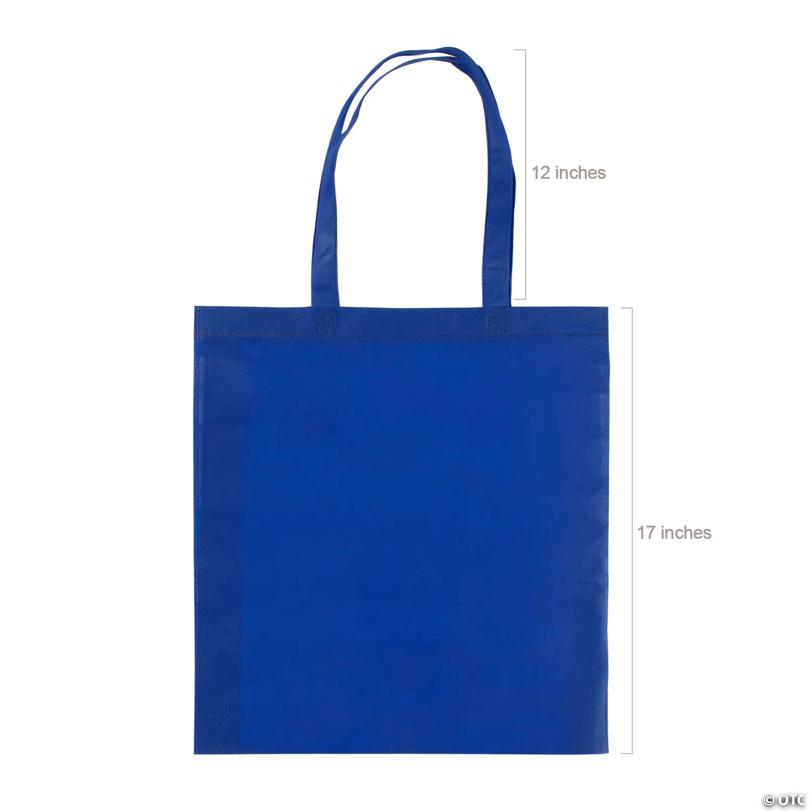 15" x 17" Large Blue Nonwoven Tote Bags - 12 Pc.