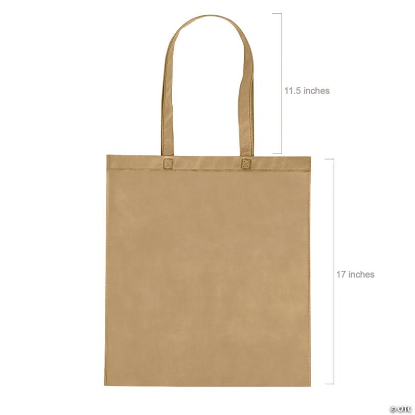 15" x 17" Large Beige Nonwoven Tote Bags - 12 Pc.