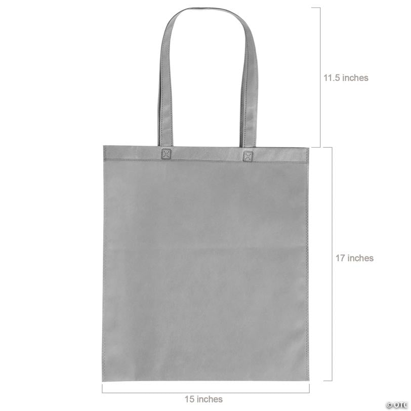 15" x 17" Large Grey Nonwoven Tote Bags - 12 Pc.