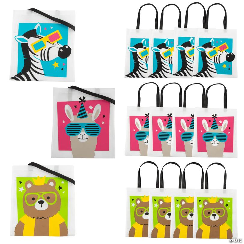15" x 17" Large Party Animal Nonwoven Tote Bags - 12 Pc.