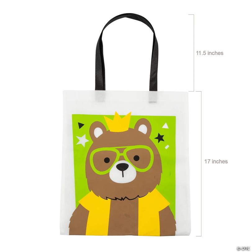 15" x 17" Large Party Animal Nonwoven Tote Bags - 12 Pc.