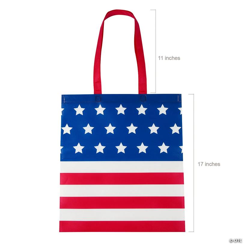15" x 17" Large Patriotic Laminated Tote Bags - 12 Pc.