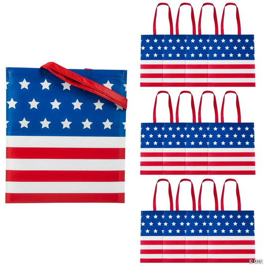 15" x 17" Large Patriotic Laminated Tote Bags - 12 Pc.