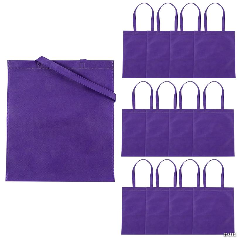 15" x 17" Large Purple Tote Bags - 12 Pc.