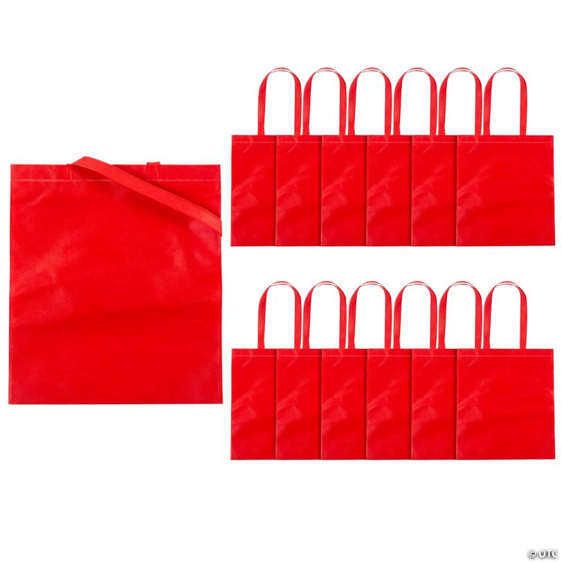 15" x 17" Large Red Tote Bags - 12 Pc.