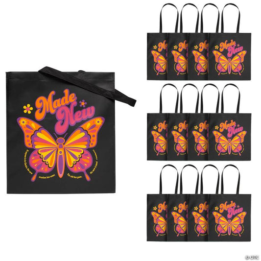 15" x 17" Large Religious Made New Nonwoven Tote Bags - 12 Pc.