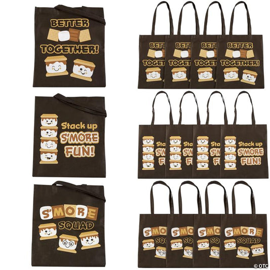 15" x 17" Large S'more Squad Nonwoven Tote Bags - 12 Pc.