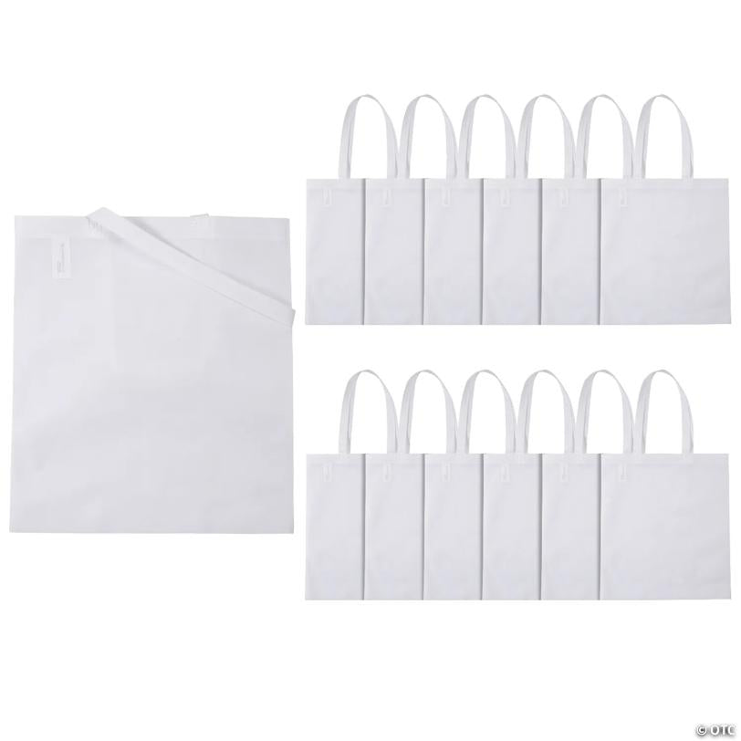 15" x 17" Large White Tote Bags - 12 Pc.