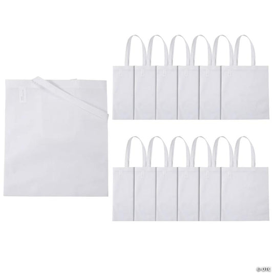 15" x 17" Large White Tote Bags - 12 Pc.