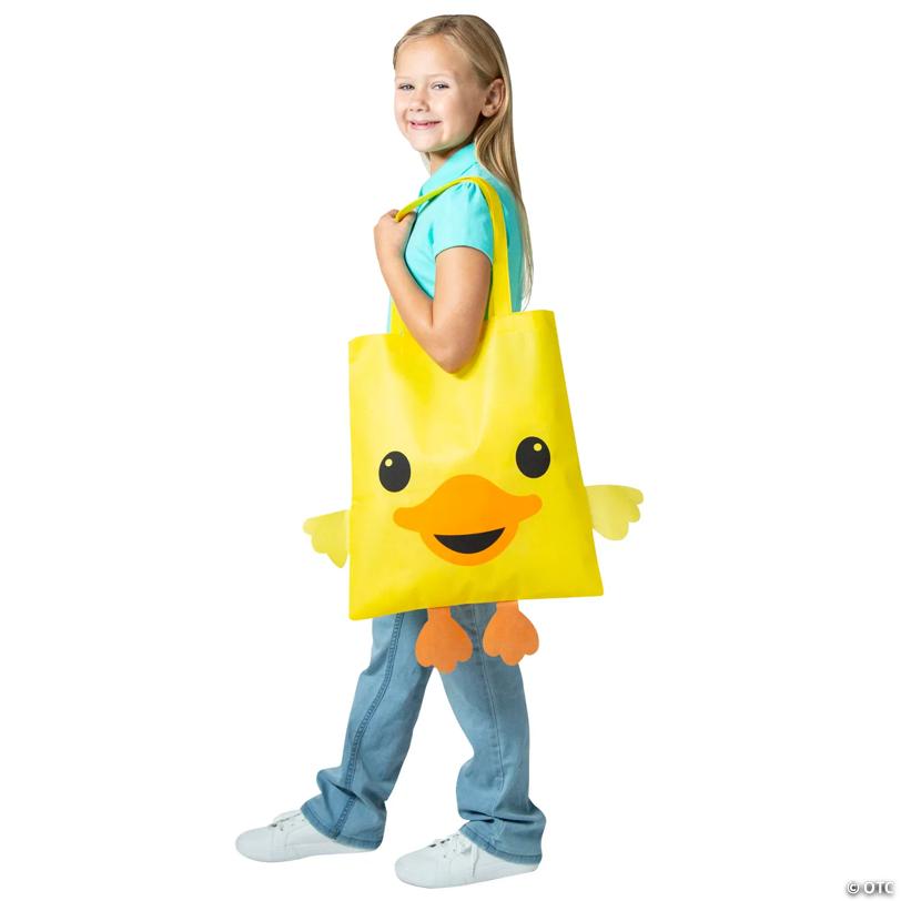15" x 17" Large Yellow Duck Nonwoven Tote Bags - 12 Pc.