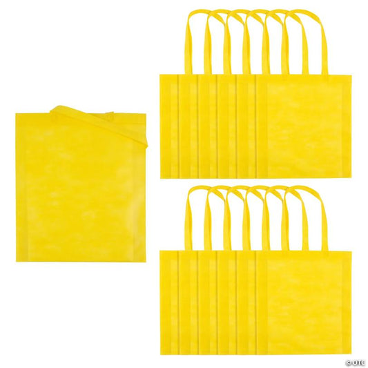 15" x 17" Large Yellow Nonwoven Tote Bags - 12 Pc.